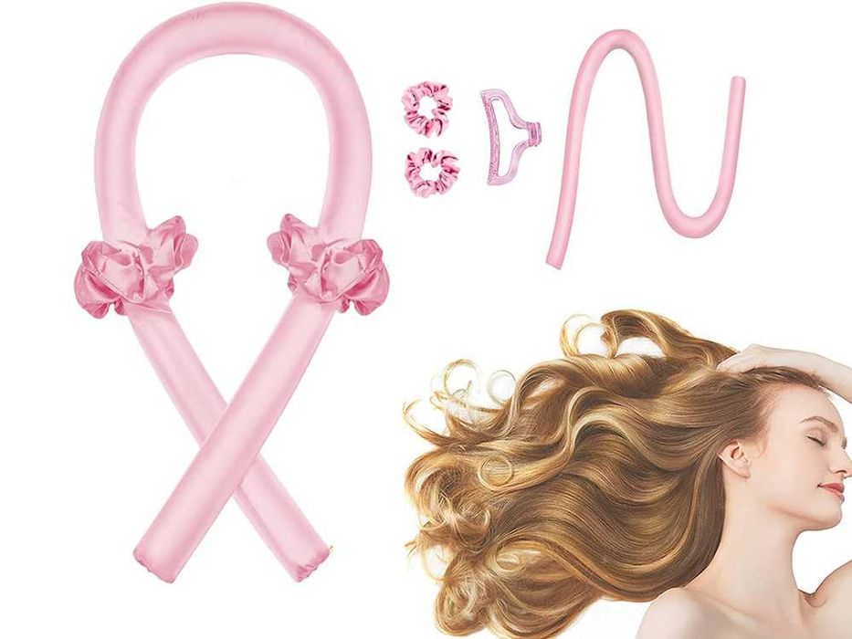 Дълъг сатенен ролер за къдрици с 2 броя скрънчита и с 1 бр. шнола