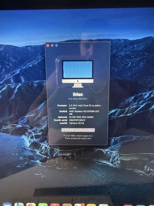 Apple iMac 22 inch / Mac Os Ventura - 16 gb ram