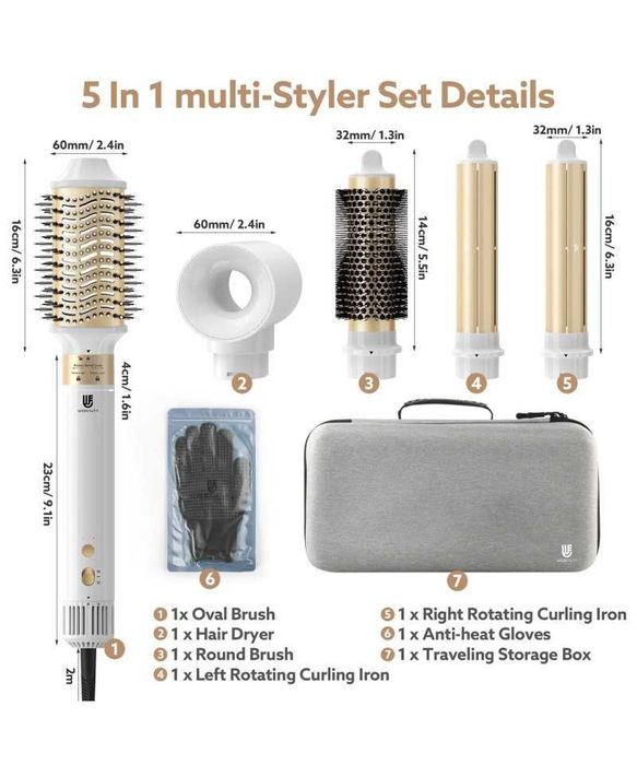 Set de perii cu aer cald 5 in 1, Webeauty