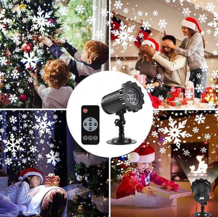 Водоустойчив LED проектор Снежинка за прожектиране на сняг