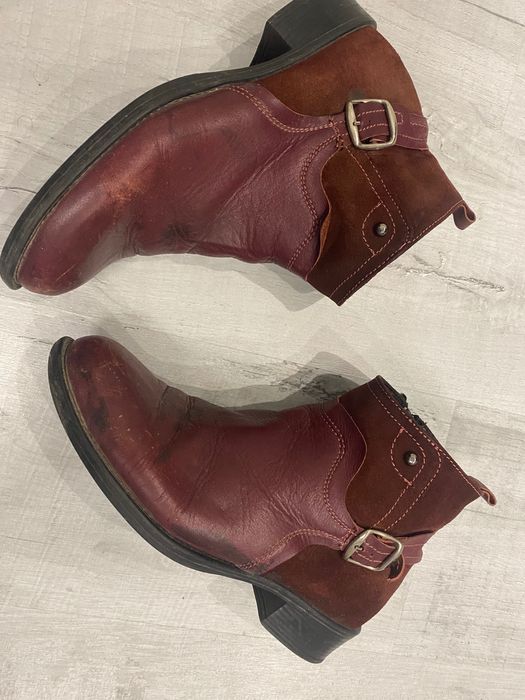 Зимни боти цвят бордо, кожа