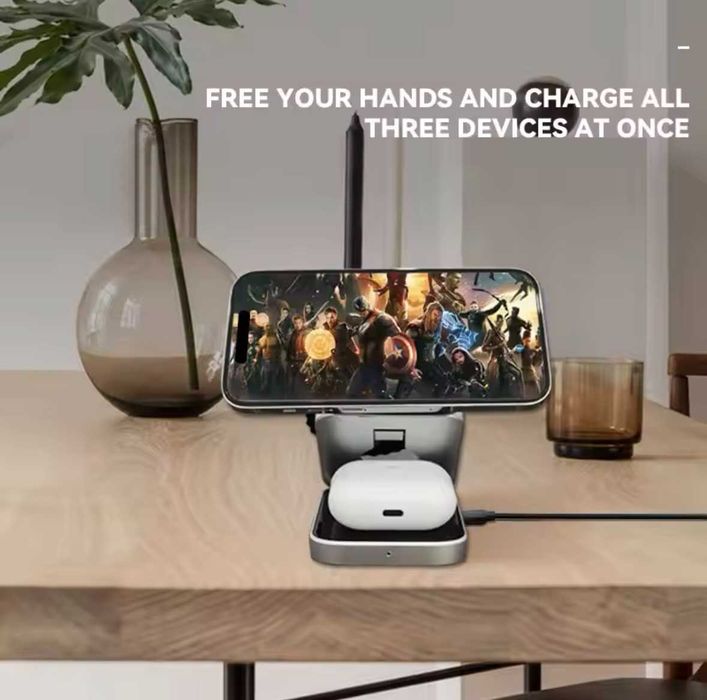 3in1 Безжична стойка за зареждане 30W за iPhone, Airpods и Apple Watch