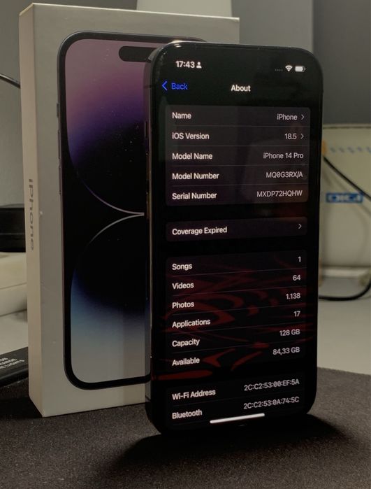 iPhone 14 PRO • MOV • totul Original • 95% Bateria