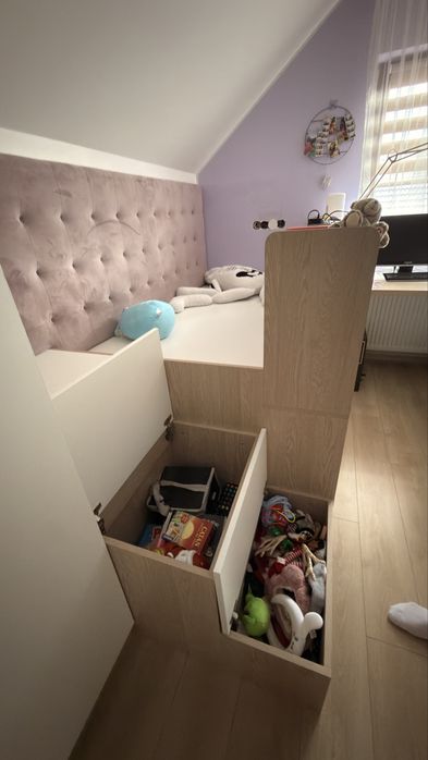 Mobilier pat + saltea, scari pat - depozitare