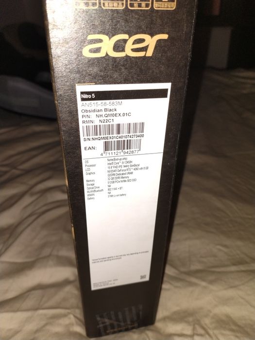 Acer Nitro 5 RTX 4060 | i5-12450H | 32GB DDR5 | 512GB SSD | 330W | Гаранция