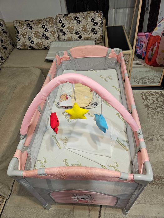 Patut pliabil cu saltea pliabila