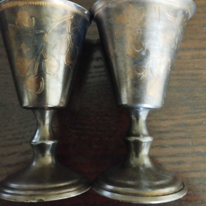 Посребрени чашки за ликьор, гравирани, СССР