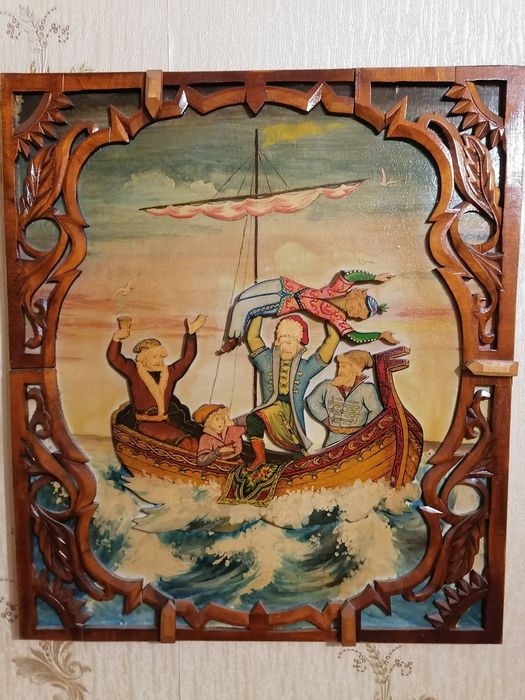 Картина из дерева, резная, ручная работа