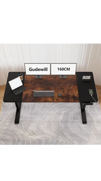 Birou reglabil electric pe inaltime 160cm latime nou la cutie MDF otel