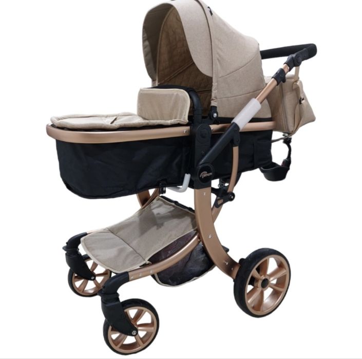 Коляска Teknum черно-бежевая
