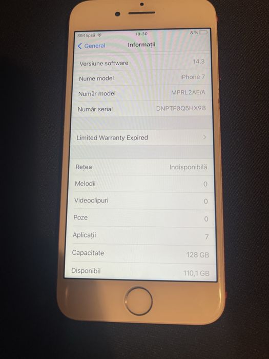Iphone 7 ,Capacitate memorie 128GB