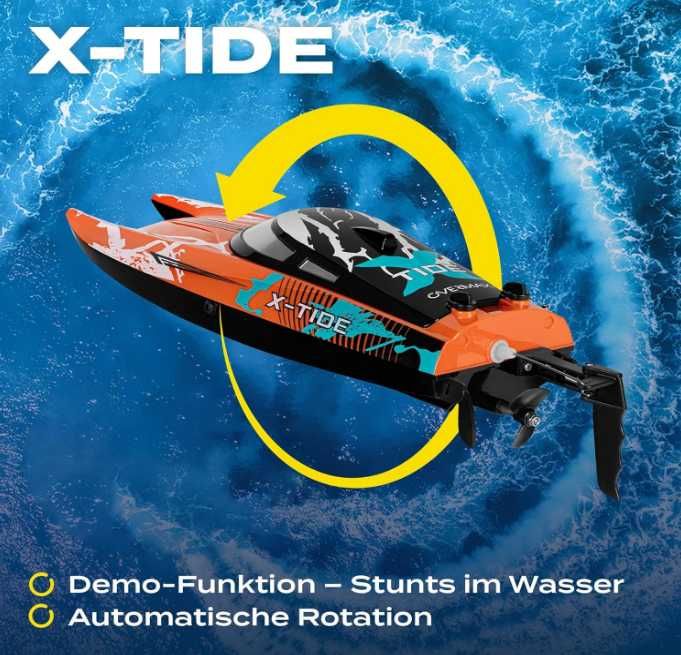 Overmax X-Tide RC лодка 25 км/ч, LED, 2 батерии, 100 м обхват