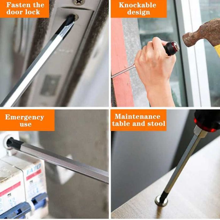 НЕМСКИ Комплект Удaрни Отвертки Магнитни 7 Части + ЛЕД ФЕНЕР