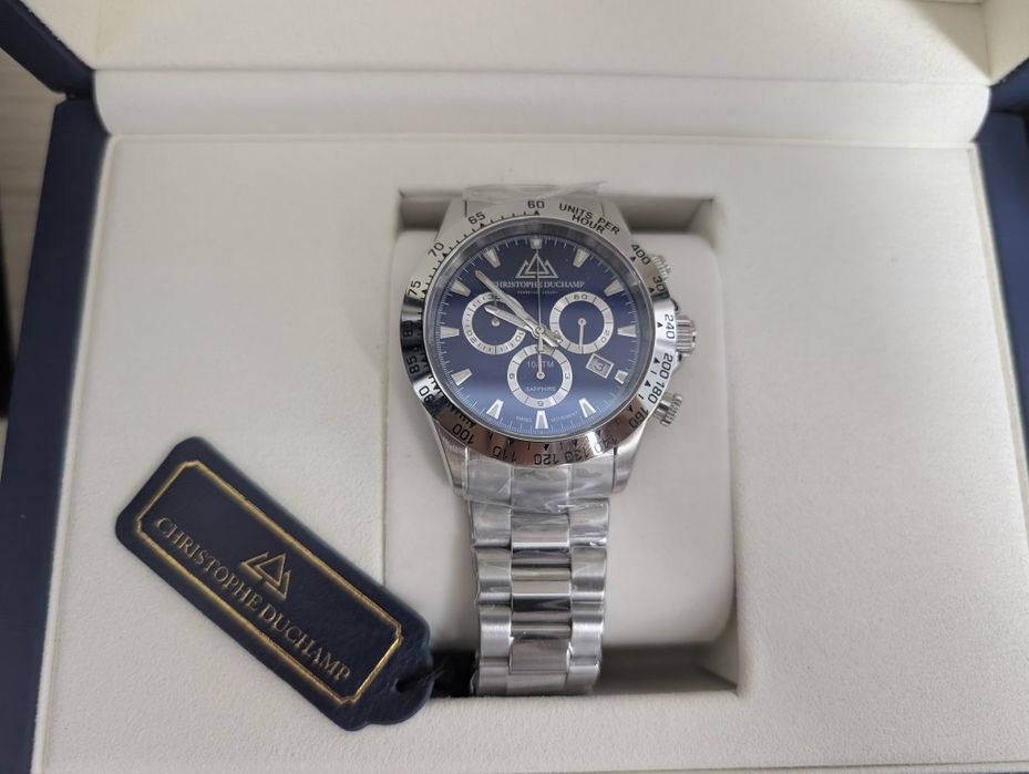 Christophe Duchamp Grand Mont Chronograph Argintiu Nou cu Garanție