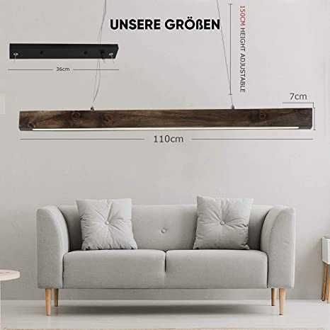 LED ЛЕД висяща лампа, Дървена с регулируема височина, с дистанционно