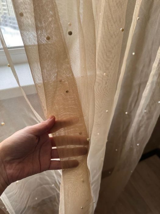 Продам тюль с бусинками жемчуг