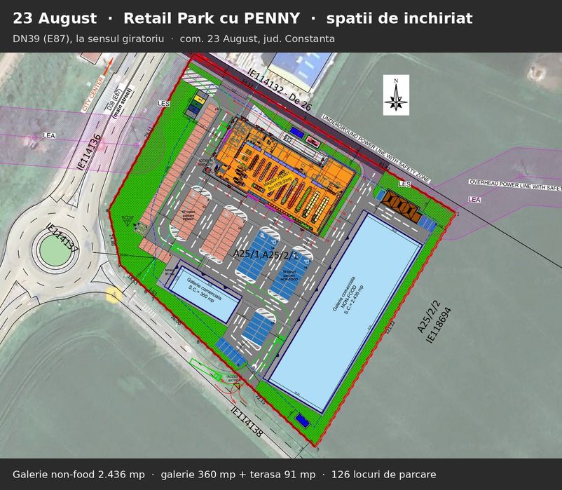 Spatii comerciale de inchiriat langa PENNY, 23 August (CT), pe DN39