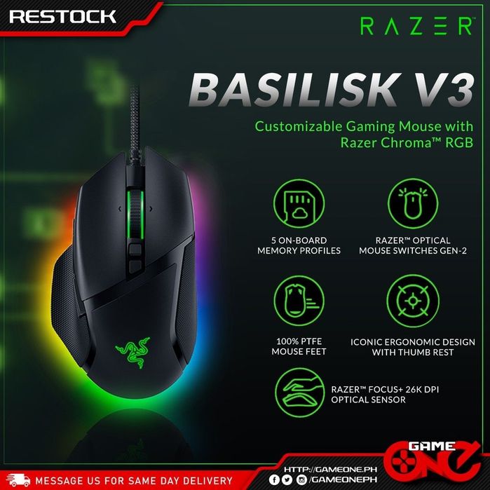Razer Basilisk V3 RGB  Проводная мышка/мышь (DPI 26K)