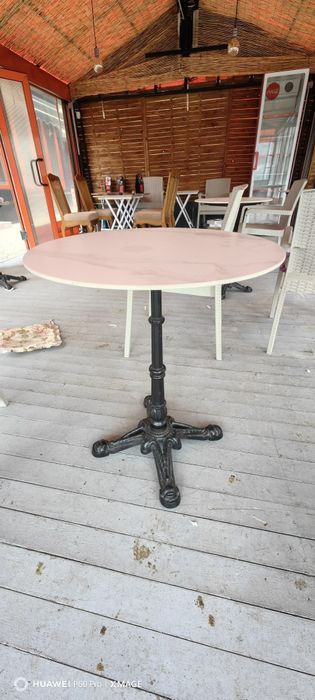 Маса за кафе , ф50 , с чугунена конструкция и хим.мрамор за плот