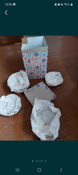 Антични 6 чинийки от оловен кристал + пепелник