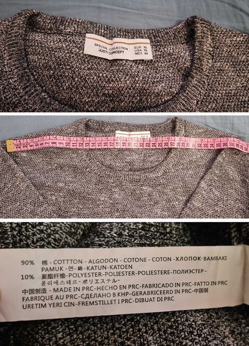 Свитера мужские серые Koton и Just!, полосатый свитер (Вьетнам)