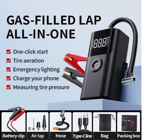 Buvaye - 4 in 1 Starter Auto, Pompa, Lanterna, Powerbank