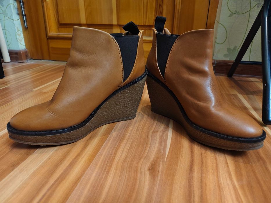 Испанская кожаная обувь на высокой платформе Mango