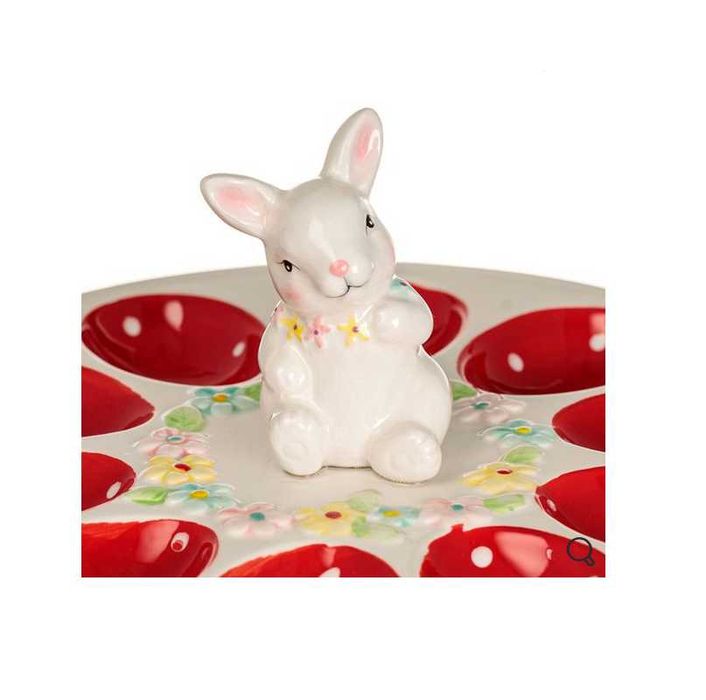 Великденска керамична чиния Mercado Trade, За 10бр. яйца, Зайче