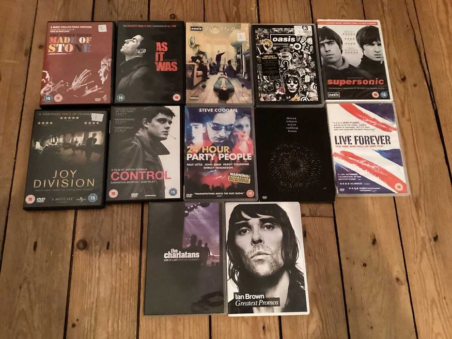 Colectie 12 DVD -uri Oasis , Joy Division , Stone Roses , Ian Brown