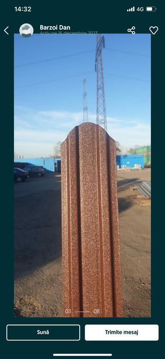 Vand sipca meatlica de gard gri mat și maro