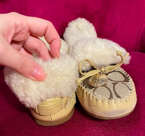 Balerini mocasini COACH - bej cu blana naturala - 37 - purtate o data