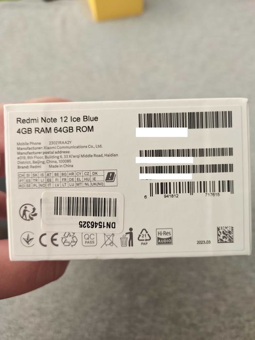 Xiaomi Redmi Note 12 Ice Blue, 4GB RAM, 64GB ROM, 2 huse, 2 folii ecran sticla