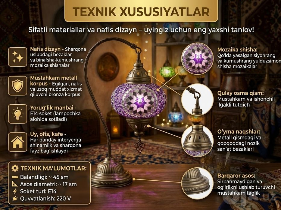 Turkiya Mozayka Svetilnik