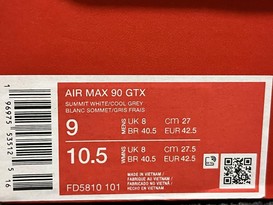 Оригинални маратонки Nike air max 90 GTX - чисто нови, номер 42,5