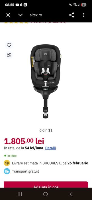Scaun auto MAXI COSI Mica Pro Eco 8515671110, Isofix, 0-18kg, I-Size,