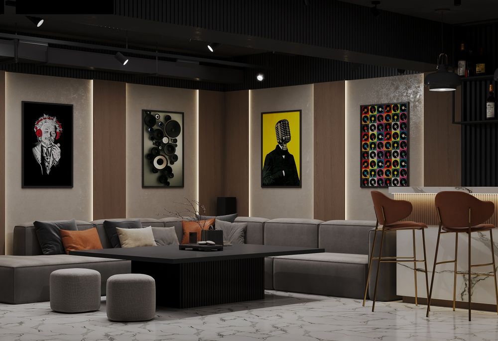 Дизайнер интерьер хизмати, калян бар караоке  бильярд компьютер клуб