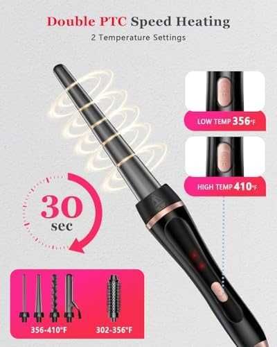 5 в 1 маша за коса 4 керамични приставки термо четка къдрици изправяне