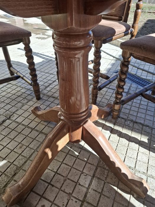 Комплект маса + 6 стола дърво