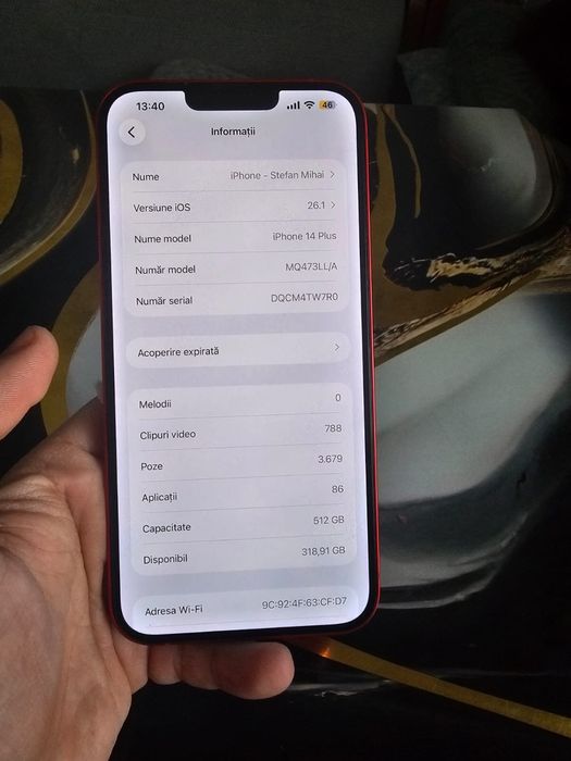 Vand schimb Iphone 14 plus rosu 512 GB