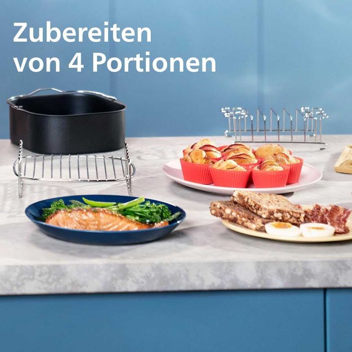 Фритюрник с горещ въздух Philips Airfryer Dual Basket 3000 Series, 9 л, 2 кошници (NA350/00)