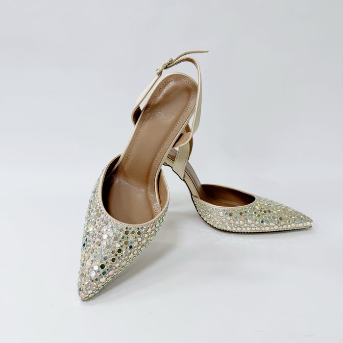 Дамски елегантни обувки на висок ток с камъни