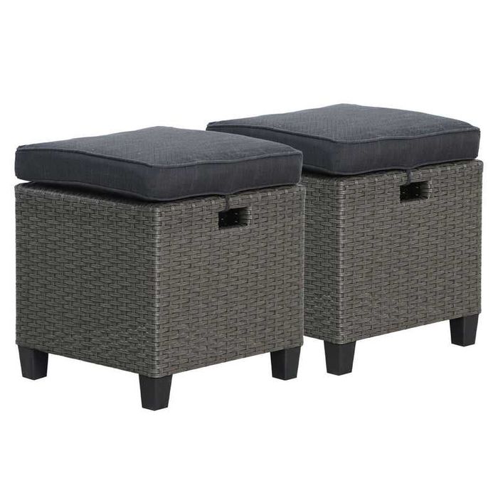 Set 2 tabureti Mobexpert Baxter de gradina/terasa sigilat, Charcoal
