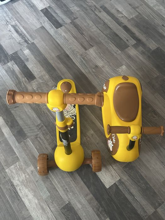 Мултифункционална кола Ride-On / Тротинетка 4 в 1 Juan Жълта