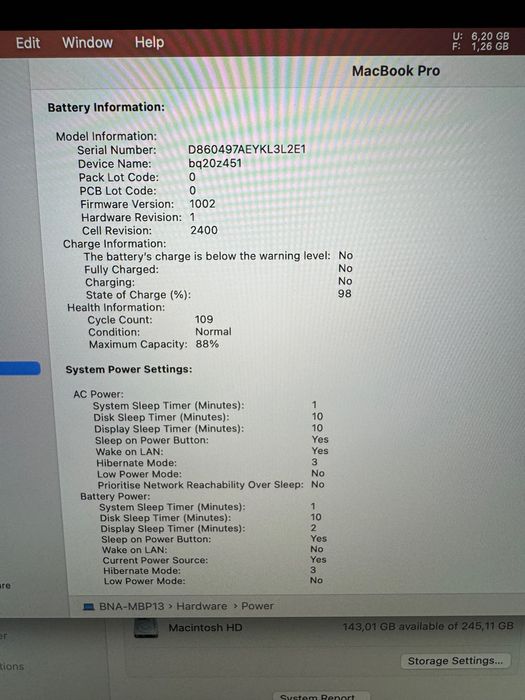 Лаптоп 13.3' Apple MacBook Pro M1 2020 SpaceGray 8GB RAM/256 GB SSD