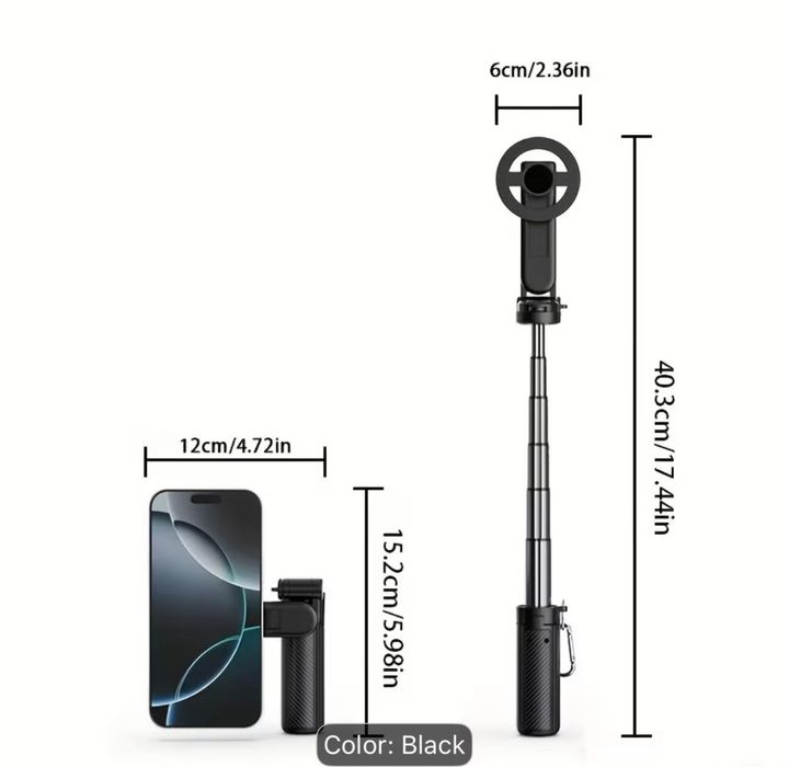 Selfie Stick Magnetic cu Trepied și Telecomandă Bluetooth – Nou