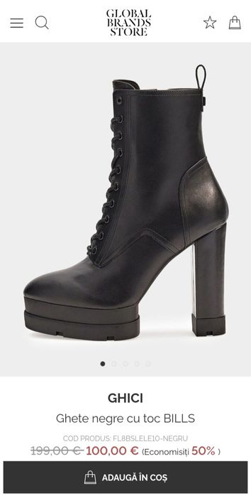 GUESS ghete damă Bills Noi, boot, cizme originale Guess din piele naturală, Nr. 41 EU