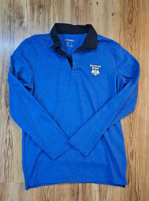 Мъжка синя блуза с яка нова