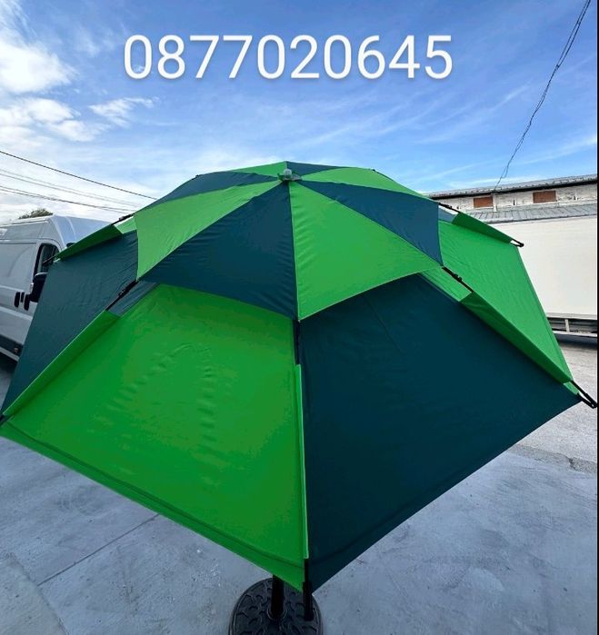 Чадър със странична тента диаметър 2.40м Uv защита 65 + Клапа