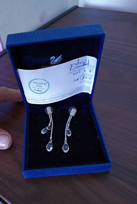 Обеци Swarovski със сертификат и оригинална кутия