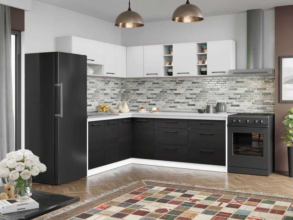 Set Mobila Bucatarie Colt Mina Yang 180*220 Ferrara/Alb C148